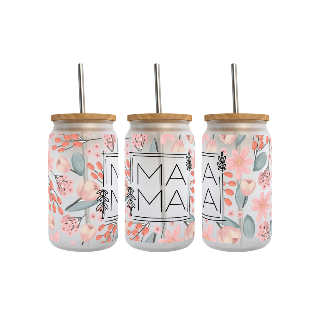 Mama 16 oz. Frosted Glass Can, Tumbler