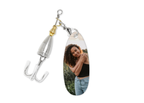 Fishing lure with a photo of a woman on a white background