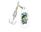 Fishing lure with 'Reel Great Dad' text and fish illustration on a white background