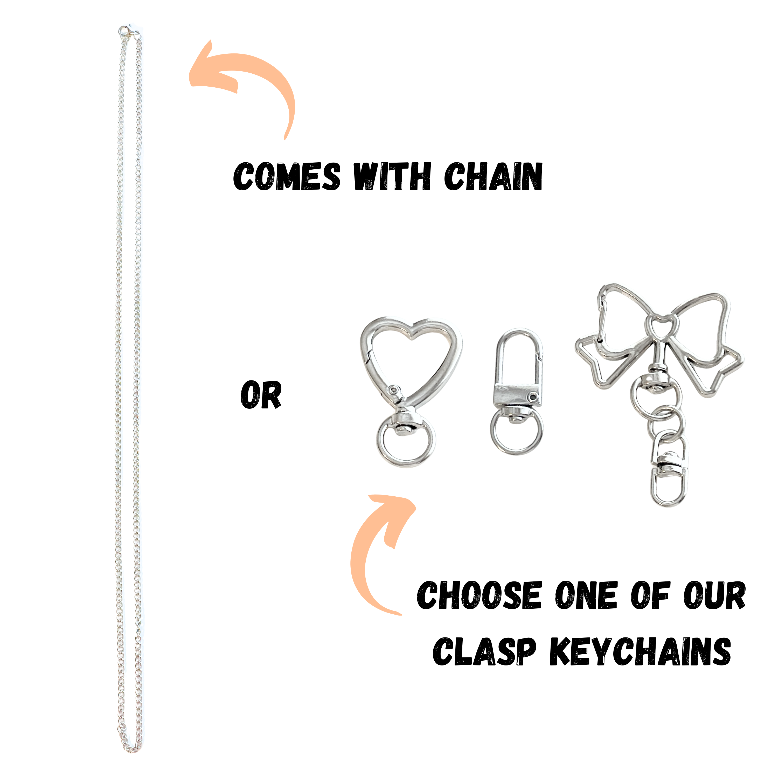 Keychain options or choose with chain and clasp 