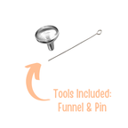 Metallic funnel and pin included