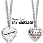 heart-shaped urn necklace with engraved text on back, says "your wings were ready , but my heart was not. Cremation Jewelry, heart urn necklace, ashes cremation memorial keepsake jewelry, cremation urn necklace, 