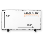 Large slate with dimensions indicated on a white background