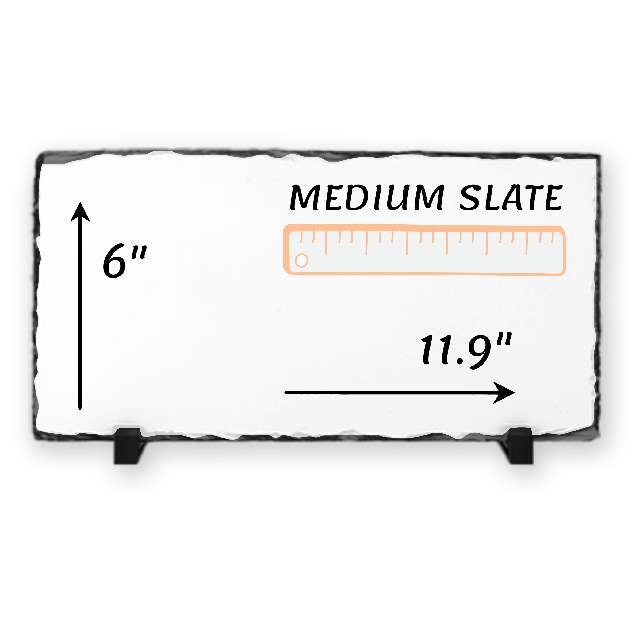 Medium slate with dimensions labeled on a white background