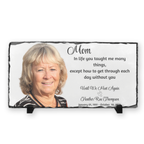 Memorial plaque with a photo of a woman, Until we meet again, In Loving Memory