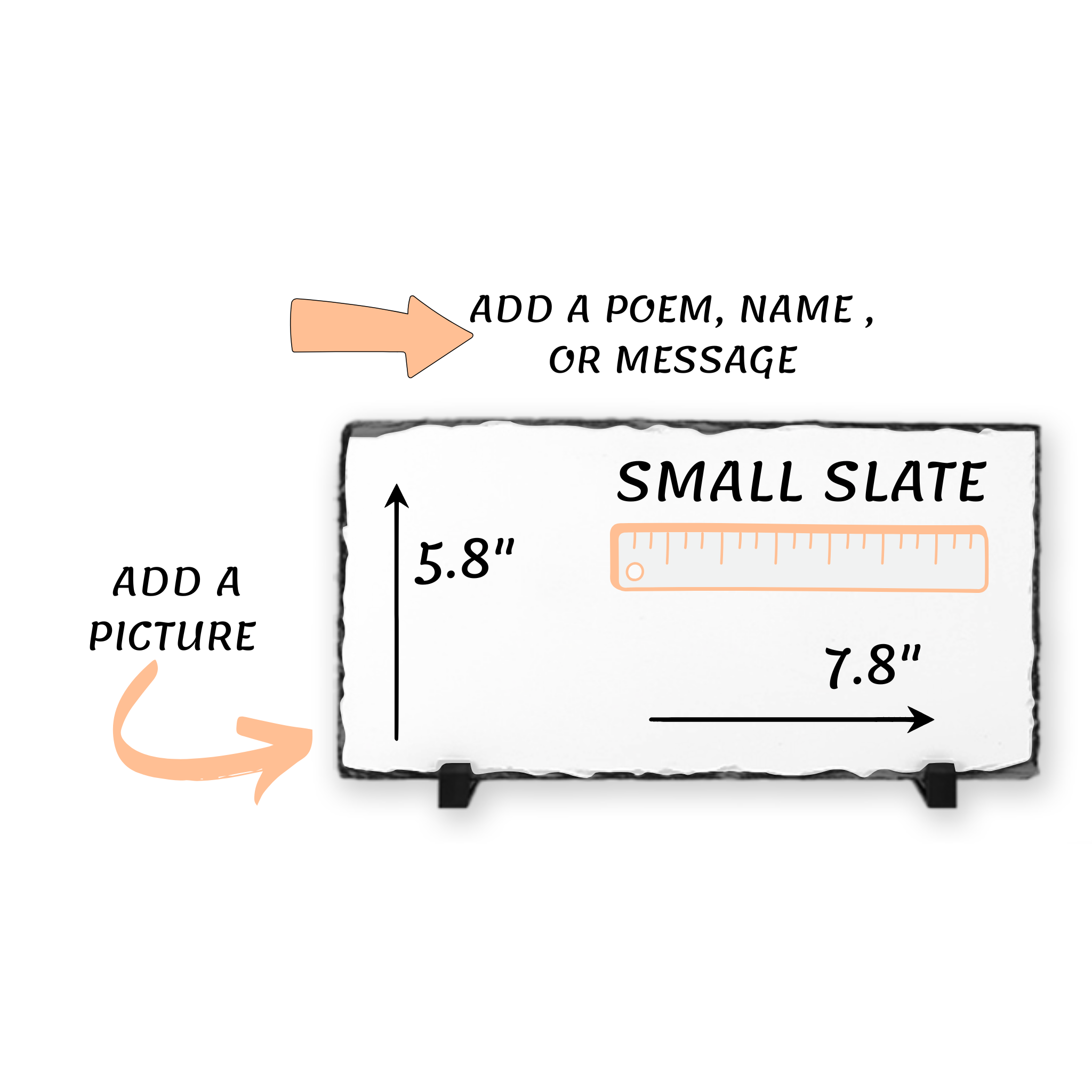 add personalization to this slate, measurements included