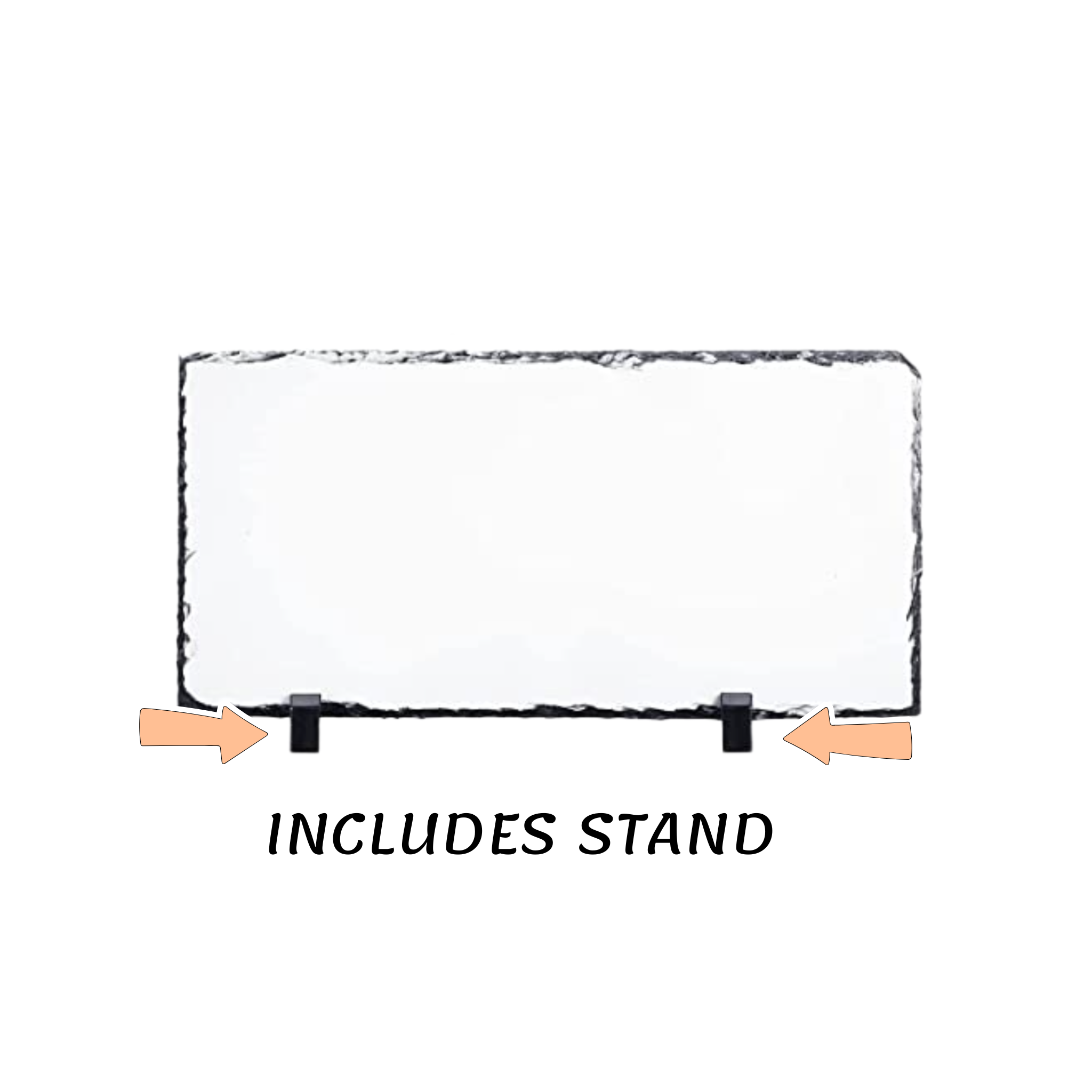 Rectangular Slate with stand feature indicated on a white background
