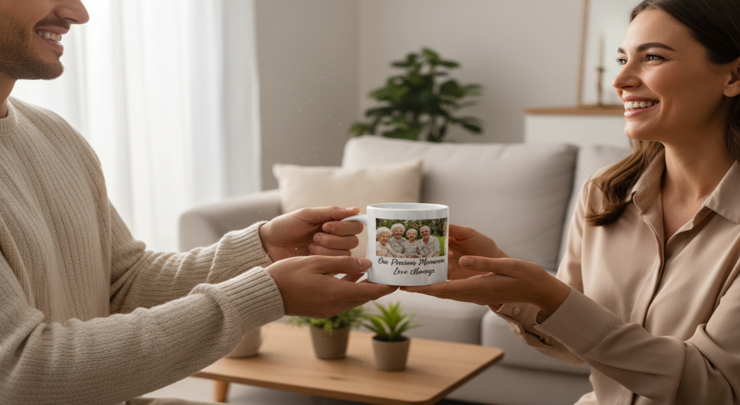 Gift-giving with personalized mug hero image